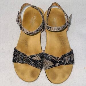 Women’s Vionic Aleta Leather Ankle Strap Snake Print Arch Support Sandals size 8